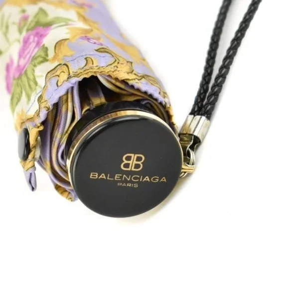 BALENCIAGA Lilac Floral & Logo Compact Umbrella mn